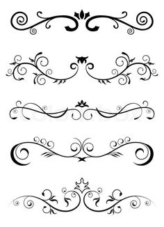 a set of decorative scroll designs