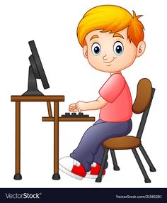 a young boy sitting at a computer desk