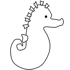 a cartoon sea horse with spikes on its head and tail, standing in front of a white background