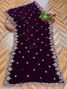 Purple Traditional Dupatta, Velvet Shawl Wedding Party Wear, Velvet Shawl Wedding Indian, Velvet Shawl Wedding Red, Wine Colored Wedding, Wedding Dupatta, Velvet Dupatta, Flower Mirror, Gold Threads