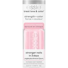 stronger nails in just 3 days, clinically tested. this ultra-glossy aurora pink nail polish hinted with fuchsia shimmer is infused with calcium & camellia extract. strength + color from essie. no base coat needed - apply directly to nails. Stronger Nails, Pink Nail Polish, Strong Nails, Pink Nail, The Glow, Base Coat, Essie, Makeup Nails, Pink Nails