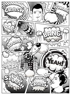 comic book page with black and white illustrations - miscellaneous objects / items clippings