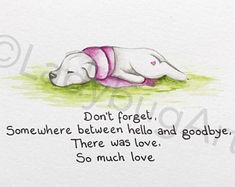 a drawing of a dog laying on the ground with a poem written below it that says,