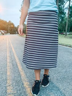 Athletic Skirts, Athletic Skirt, Stripe Skirt, Small Waist, Modest Fashion, Inside Pocket, Pencil Skirt, Midi Skirt, Elastic Waist