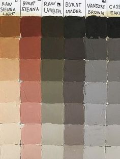 the color swatches are showing different shades of gray, brown, and pinks