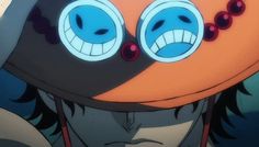 an anime character with big eyes and large round glasses on his face, staring at the camera