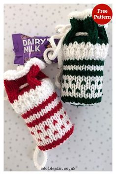 Gift Bag Free Knitting Pattern Knitting Patterns For Christmas, Christmas Knit, Holiday Gift Bag, Reusable Gift Bags, Backpack Free, Simple Gift, Purse Backpack, Christmas Gift Bags, Knitting Gift