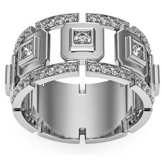 a white gold ring with diamonds on it