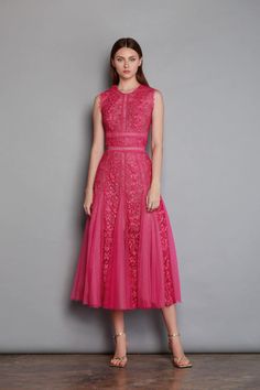 Bronx And Banco Dresses, Dress Party Wear, Bronx And Banco, Fuschia Dress, Outfits Stylish, Tea Length Dress, Gaun Fashion, Tea Length Dresses