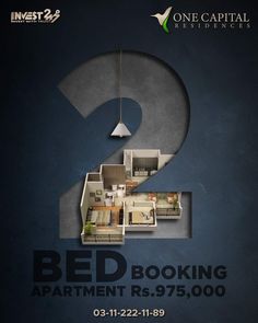 an advertisement for a bed and breakfast restaurant in the shape of a number 2 with two rooms