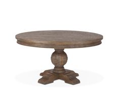 a round wooden table with four legs and an oval top, on a white background