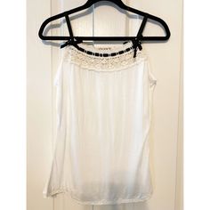 Forever 21 Woman’s Top Sleeveless Size Xs New. 100% Rayon. Color Cream With Trims Black Cotton Camisole With Lace Trim For Day Out, Chic Cotton Tank Top With Lace Trim, Lace Trim Tank Top For Day Out, Casual Cotton Tank Top With Lace Trim, Cotton Tank Top With Lace Trim For Day Out, Day Out Tank Top With Lace Trim, Casual Tank Top With Adjustable Straps For Daywear, Tank Top With Lace Trim For Day Out, Cotton Stretch Sleeveless Blouse Camisole