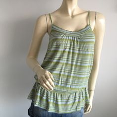 Nwt Aqua Stretchy Striped Peplum Tunic Tank Top. Aqua Blue And Lime Green. Size Large Made In Usa * Please Do Not Use My Photos Without Permission Striped Cami Tops For Spring, Green Cami Top For Day Out, Green Ruffled Cami Top, Striped Summer Cami Top, Striped Cami Top For Summer, Peplum Tank Top, Tunic Tank Tops, Aqua Green, Drop Waist