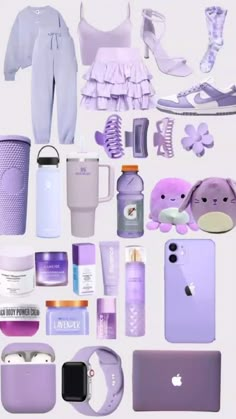 School Backpack Essentials, Pretty School Supplies, Preppy Inspiration, School Bag Essentials, Backpack Essentials, Purple Vibe, My Wish List, Purple Fits, Cute Dress Outfits