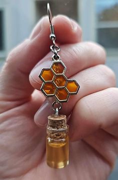 Honey Earrings! Bottles contain real raw honey. Choose your style or message me for customization or special requests. Honey Bottles, Bottle Earrings, Hood River, French Hook Earrings, Bee Gifts, Hand Crafted Gifts, Earring Backs, Cute Jewelry, Favorite Jewelry