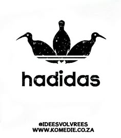 two birds sitting on top of a bowl with the word haddads written below it