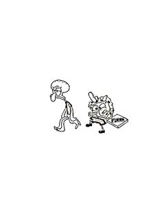 a black and white drawing of a person walking next to another person with a suitcase