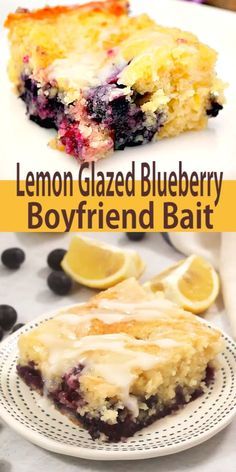 lemon glazed blueberry boyfriend's bar on a plate