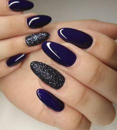 17 Trendy Winter Nail Colors for 2023-2024 Navy Blue Nail Designs, Summer Nails Colors Designs, Blue Nail Color, Dark Blue Nails, Navy Blue Nails, Nails Dark, Nails Elegant, Blue Acrylic Nails