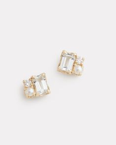 White Topaz, Pearl, and Diamond Cluster Stud – Jamie Wolf Luxury Delicate White Topaz Jewelry, Wag Dr, F1 Wag, Lotus Earrings, Diamond Cluster Earrings, Tahitian Black Pearls, Sunflower Earrings, Rectangle Earrings, Oval Earring