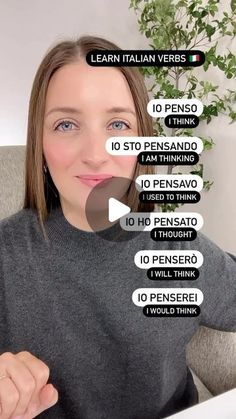 a woman sitting in front of a laptop computer with the words learn italian on it