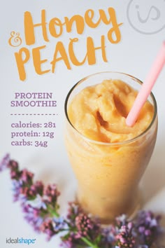 a magazine cover with a smoothie in a glass on top of purple flowers and lavender sprigs