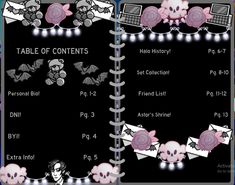 the table of contents is displayed in this screenshoter's game, which features skulls