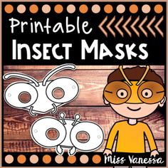 printable insect mask for kids to color and cut out with the text, printable insect