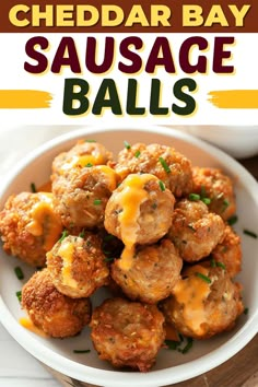 cheddar bay sausage balls on a white plate