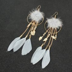 Boho Gypsy White Feather Gold Leaf Dangle Beaded Earrings Super Cute! Brand New Boutique Item! Light Weight (Fashion, Costume Jewelry) Gold Tone Alloy French Wire Closure I Also Have This In Black Measures 5.5" Length New From Distributor, No Actual Tags. Bohemian, Faux, 60s, 70s, Costume Jewelry, Indie, Hippie, Tribal, Dangle, Multicolor, Colorful, Gypsy, Festival Items 20 And Under 3 For $30 Pcbi Dangle Beaded Earrings, 70s Costume, Boho Feathers, Retro Ring, White Feather, White Feathers, French Wire, Fashion Costume, Feather Earrings