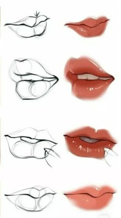 the steps to draw lips in different ways