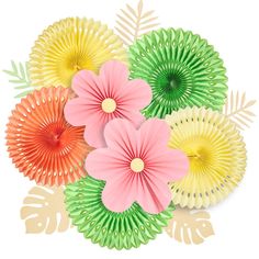 colorful paper flowers arranged in a bouquet