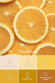 oranges are arranged in different shades to create a color scheme for the kitchen or dining room