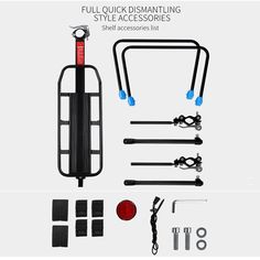 the full quick disasvanting style accessories set includes an adjustable handlebar, straps, and hooks