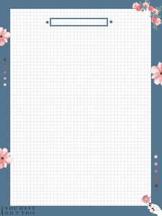 a piece of paper with pink flowers on it and a white frame in the middle