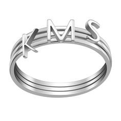 This beautiful 14K yellow Gold over Sterling uppercase initials set of 3 rings will add a sophisticated, timeless touch to any outfit. Make it your own with your initials, a sign of your love with yours and your partner's initials, your children or grandchildrens intitals, that of you and your sisters ,a mother daughter ring to share your love with each other. You can wear them alone, stacked together or added to an existing ring you already love to create a look that is as unique as you! Or buy Mother Daughter Rings, Daughter Ring, Silver Claddagh Ring, Petite Ring, Claddagh Rings, Versatile Jewelry, Gem Ring, Initial Ring, Domed Ring