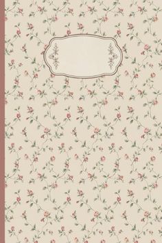 a wallpaper with pink flowers on it and a white sign above the top that says,