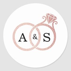 two wedding rings with the initials as and s on them stickers for brides