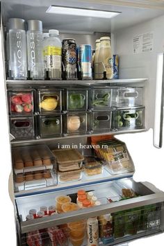 an open refrigerator filled with lots of food