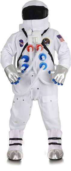 an astronaut costume is shown in full white