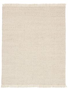 a white rug with fringes on the top and bottom side, in an off - white