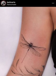 a woman's arm with a dragonfly tattoo on it