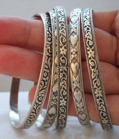 Antique Bracelets, Sterling Silver Bangle Bracelets, Bangle Bracelet Set, Bracelets Set, Sterling Silver Bangle, Silver Bangle Bracelets