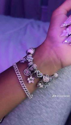 Pandora Bracelet Stack, Girly Bracelets, Dope Jewelry Accessories, Crystal Bead Jewelry