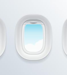 Realistic Detailed 3d Airplane Window with Blue Sky View. Vector Airline Poster Design, Brand Examples, 3d Airplane, Airport Design, Billboard Signs