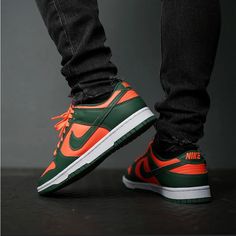 New In Box Nike Dunk Low Miami Hurricanes Men Size 12 Gorge Green /White Deadstock Preppy Sneaker Collectors Nike Custom Orange Sneakers With Cushioned Footbed, Orange Shoes Outfit, Preppy Sneakers, Nike Sb Stefan Janoski, Nike Sb Zoom, Nike Pegasus, Orange Shoes, Nike Vapor, Nike Brand