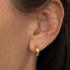 A bolder version of our SIENNE hoop, this is a slightly thicker style for those looking for just a bit more in your everyday hoop. 14k gold or rhodium plated hinged huggie hoop earrings measuring 11mm x 12mm x 4mm thick. Hoop Design, Huggie Hoop Earrings, Lariat Necklace, Huggies Earrings, Sterling Earrings, Charm Earrings, Jewelry Care, Gold Vermeil, Rhodium Plated