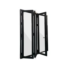 an open folding door on a white background