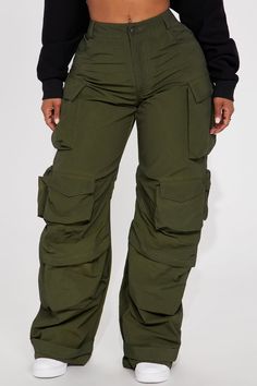 Available In Olive. Cargo Pant High Rise Button & Zip Closure Wide Leg Oversized Fit Non Stretch 65% Cotton 35% Nylon Imported | Talk It Up Oversized Cargo Pant in Olive Green size Large by Fashion Nova Olive Green Cargo Pants Outfit, Green Jeans Outfit, Green Cargo Pants Outfit, Olive Green Cargo Pants, Cargo Pants Outfit, Women Talk, Green Cargo Pants, Effortlessly Chic Outfits, Green Cargo