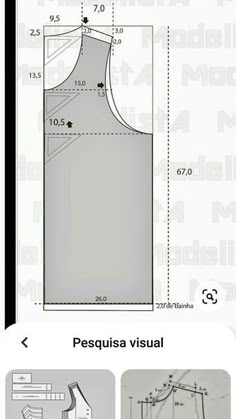 an image of a sewing pattern for a vest or top, with measurements and instructions